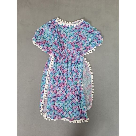 Girls 3 Piece Bikini Set With Cover Up with Pompom Tassel Swimsuit Size 10 Years - Picture 1 of 10